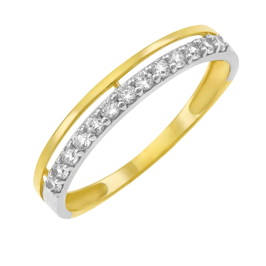 Bague en or jaune rhodié, oxydes de zirconium