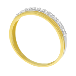 Bague en or jaune rhodié, oxydes de zirconium
