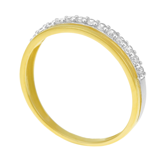 Bague en or jaune rhodié, oxydes de zirconium