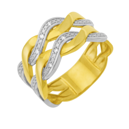 Bague en or jaune et rhodié, diamants