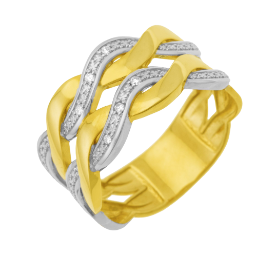 Bague en or jaune et rhodié, diamants