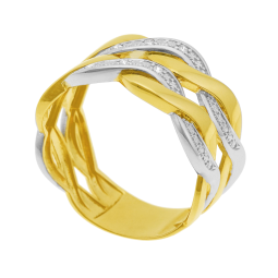 Bague en or jaune et rhodié, diamants