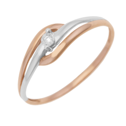 Bague en 2 ors et diamant pastillé