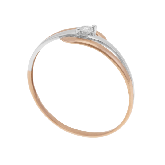 Bague en 2 ors et diamant pastillé