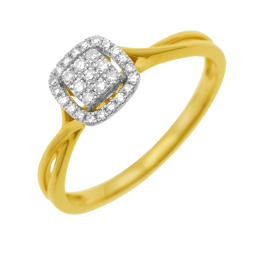 Bague en or jaune rhodié et diamants