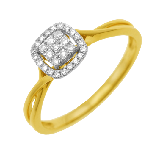 Bague en or jaune rhodié et diamants