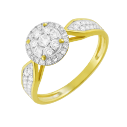 Bague en or jaune rhodié, diamants