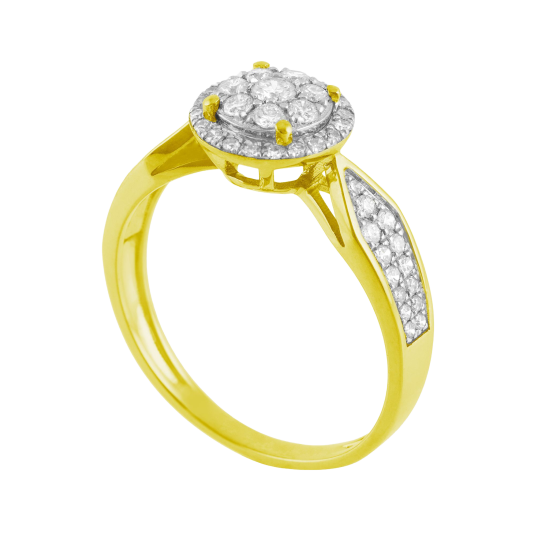 Bague en or jaune rhodié, diamants