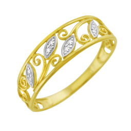 Bague en or jaune rhodié, ajourée 