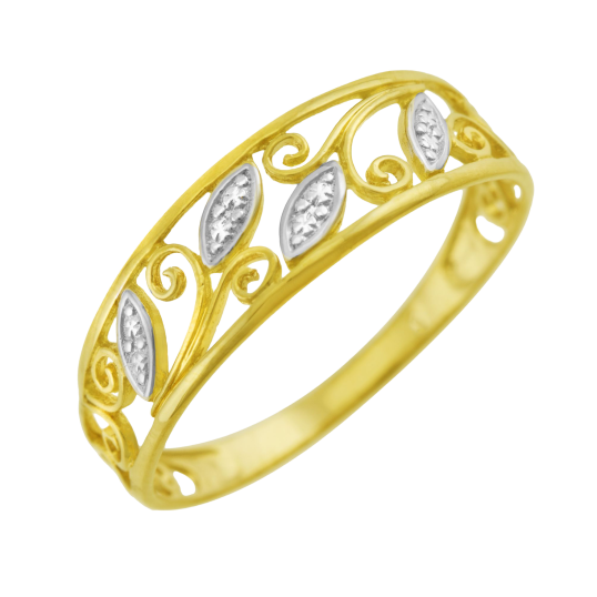 Bague en or jaune rhodié, ajourée 