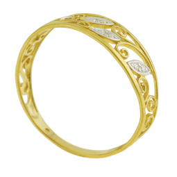 Bague en or jaune rhodié, ajourée 