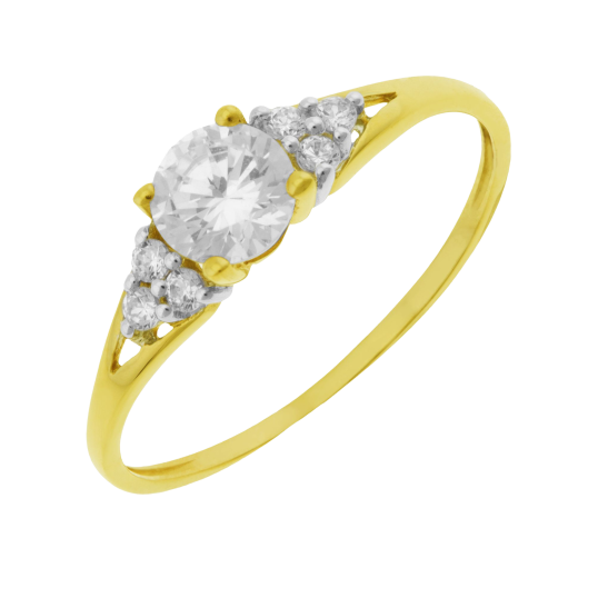 Bague en or jaune et rhodié, oxydes de zirconium