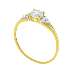 Bague en or jaune et rhodié, oxydes de zirconium