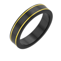 Bague en or jaune et black zircon