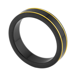 Bague en or jaune et black zircon