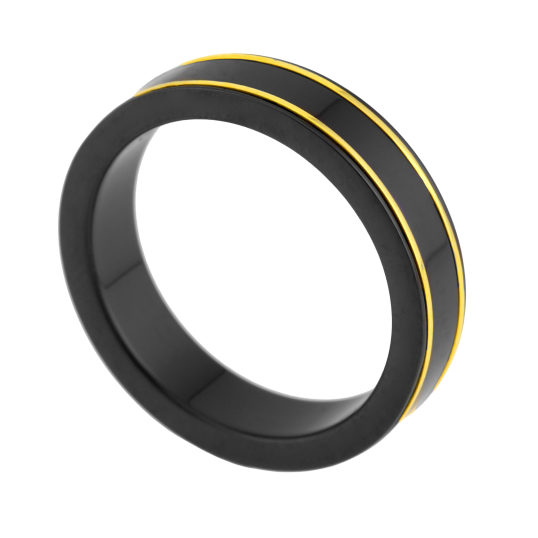 Bague en or jaune et black zircon