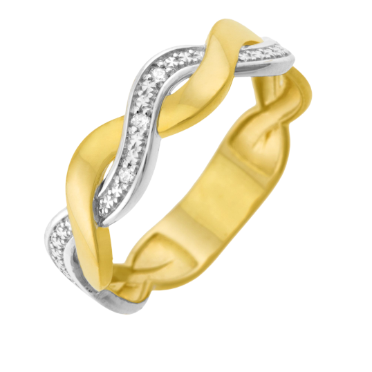 Bague en or jaune rhodié, diamants
