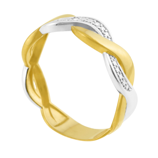 Bague en or jaune rhodié, diamants