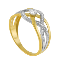 Bague en or jaune rhodié, oxyde de zirconium