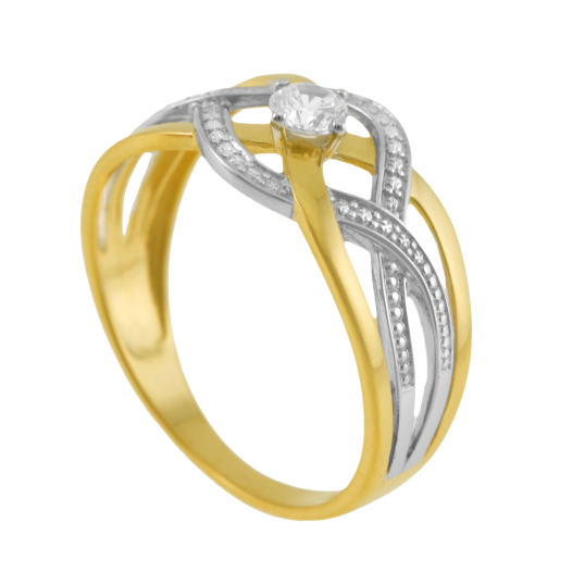 Bague en or jaune rhodié, oxyde de zirconium Bague en or jaune rhodié, oxyde de zirconium