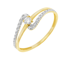 Bague en or jaune et rhodié, oxyde de zirconium