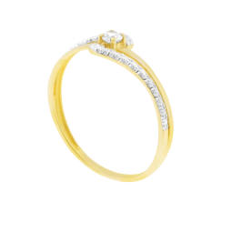 Bague en or jaune et rhodié, oxyde de zirconium