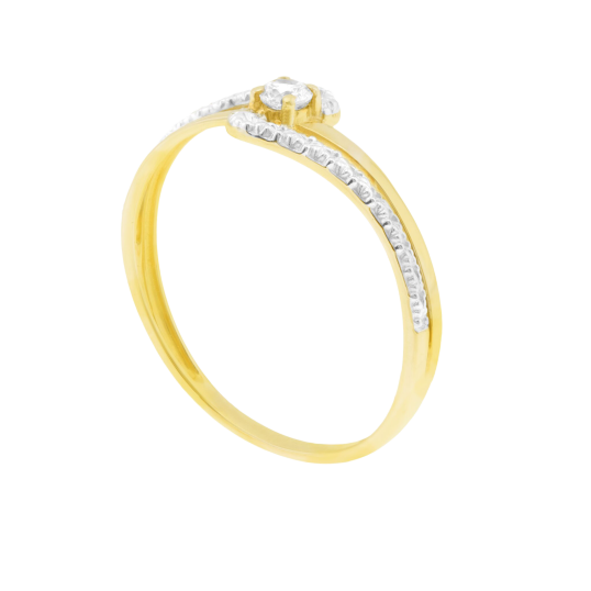 Bague en or jaune et rhodié, oxyde de zirconium