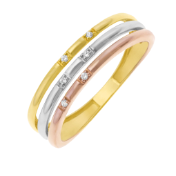 Bague or jaune rhodié et diamants