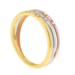 Bague or jaune rhodié et diamants