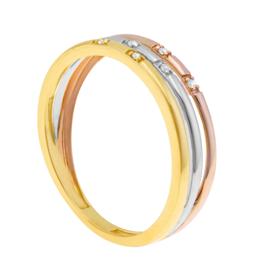 Bague or jaune rhodié et diamants Bague or jaune rhodié et diamants