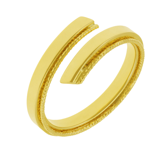 Bague en or jaune lisse et striée