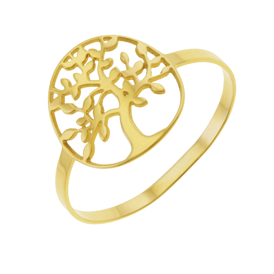 Bague en or jaune, arbre de vie