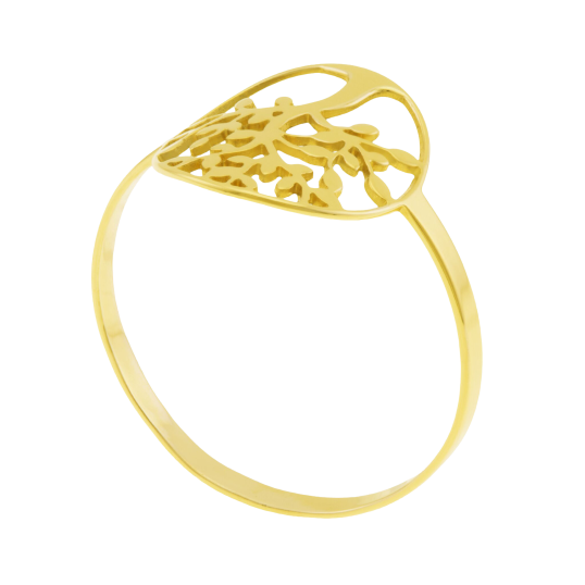 Bague en or jaune, arbre de vie