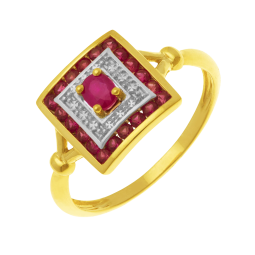 Bague en or jaune rhodié et rubis