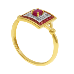 Bague en or jaune rhodié et rubis