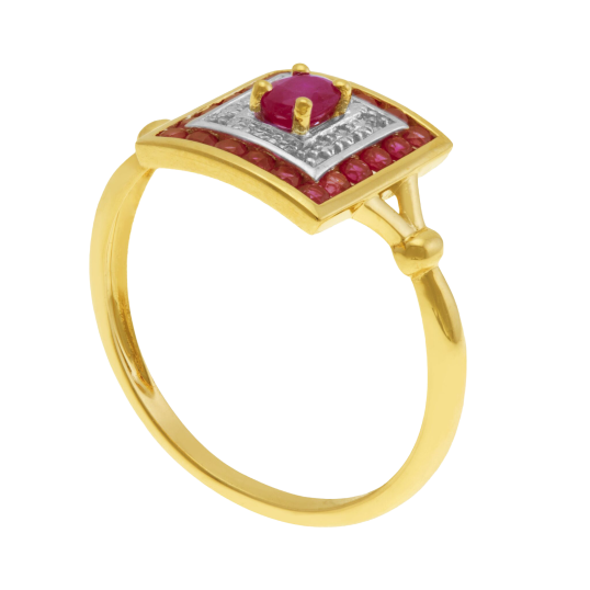 Bague en or jaune rhodié et rubis