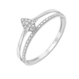 Bague en or gris et diamants