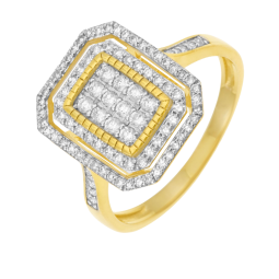Bague en or jaune rhodié, diamants