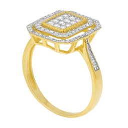 Bague en or jaune rhodié, diamants