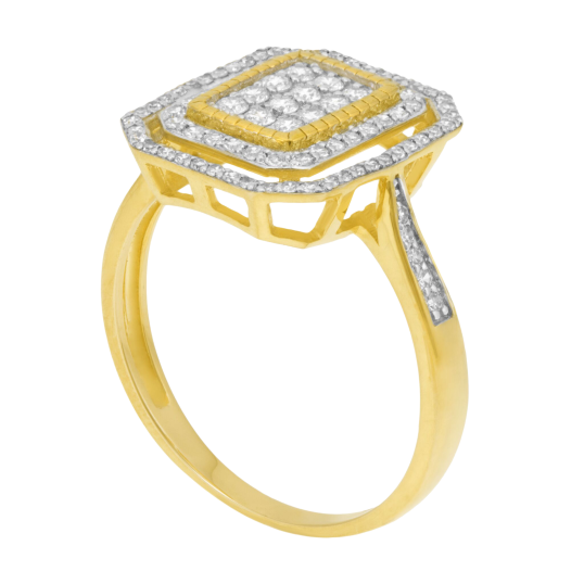 Bague en or jaune rhodié, diamants