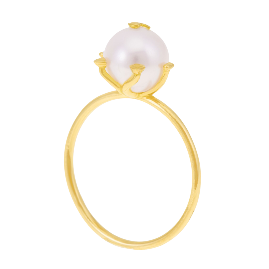 Bague en or jaune et perle de culture, chat