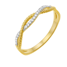Bague en or jaune et rhodié, diamants