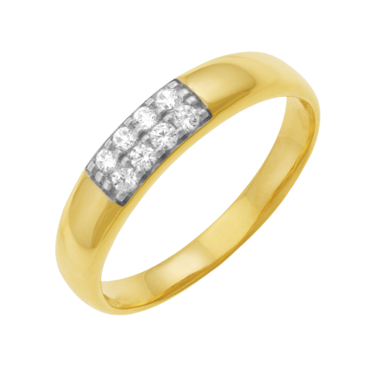Bague en or jaune et rhodié, oxydes de zirconium