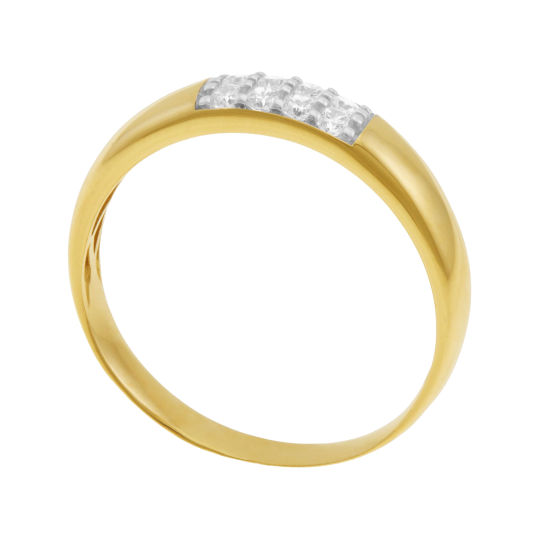Bague en or jaune et rhodié, oxydes de zirconium