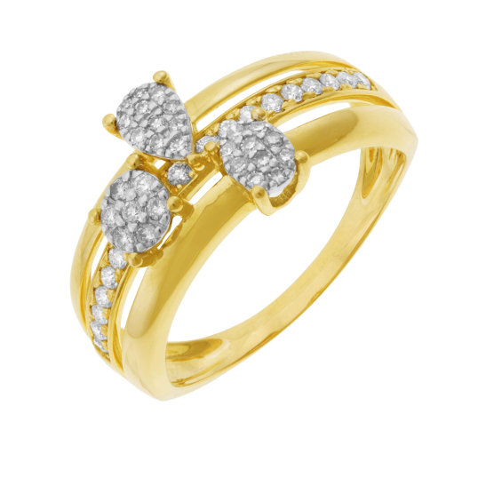 Bague en or jaune et rhodié, diamants 