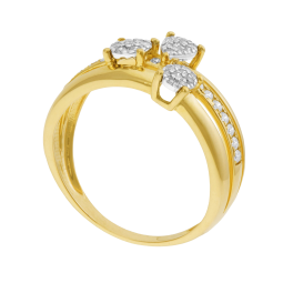 Bague en or jaune et rhodié, diamants 
