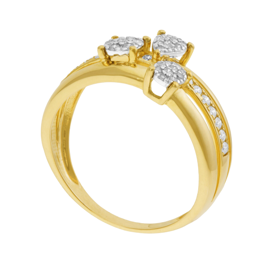 Bague en or jaune et rhodié, diamants 