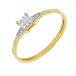 Bague en or jaune et rhodié, diamants 