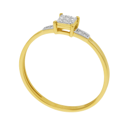 Bague en or jaune et rhodié, diamants 