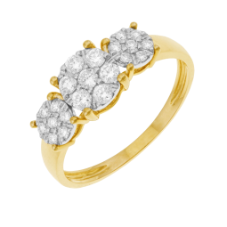 Bague en or jaune et rhodié, diamants